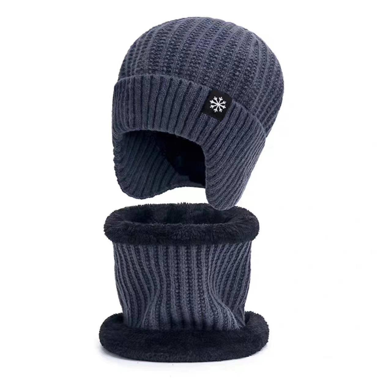 Thermo-Fleece-Beanie für Herren, Wintermütze, weich gestrickt, warme Skimütze, Outdoor-Kopfbedeckung für kaltes Wetter 1 SET grau von Joom DACH