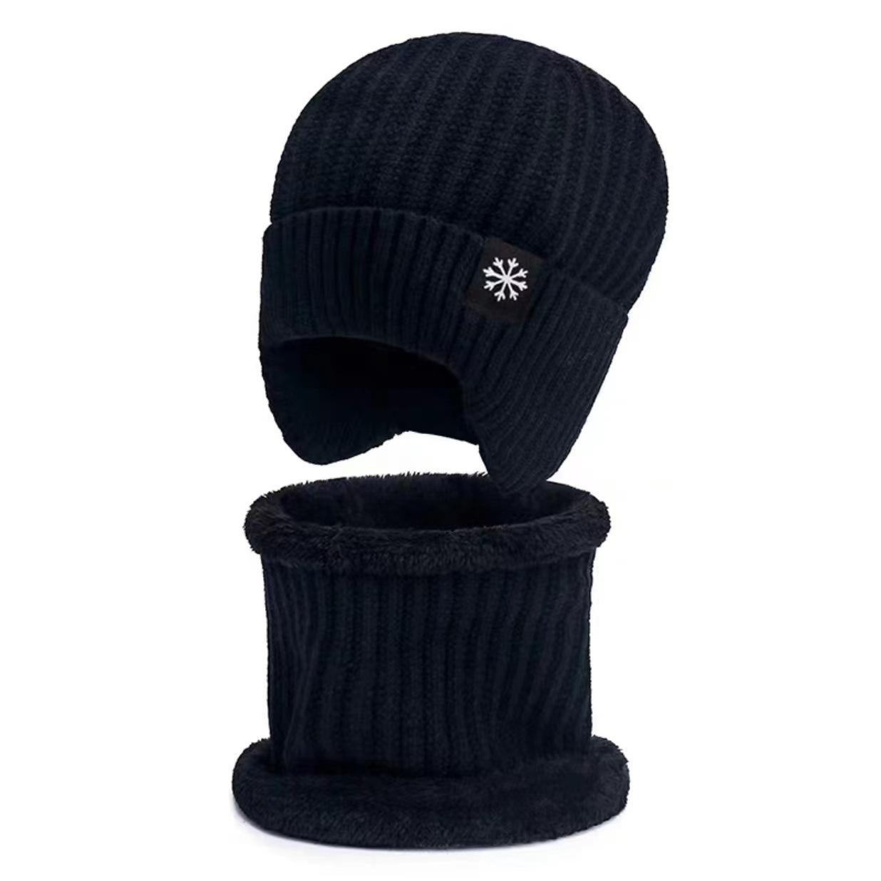 Thermo-Fleece-Beanie für Herren, Wintermütze, weich gestrickt, warme Skimütze, Outdoor-Kopfbedeckung für kaltes Wetter 1 SET schwarz von Joom DACH
