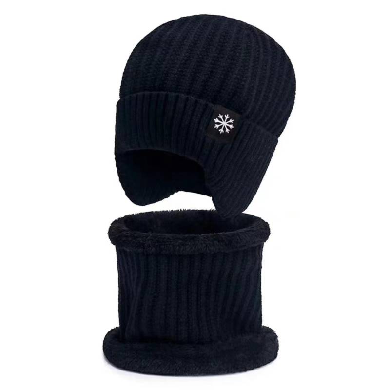 Thermo-Fleece-Beanie für Herren, Wintermütze, weich gestrickt, warme Skimütze, Outdoor-Kopfbedeckung für kaltes Wetter 1 SET schwarz von Joom DACH