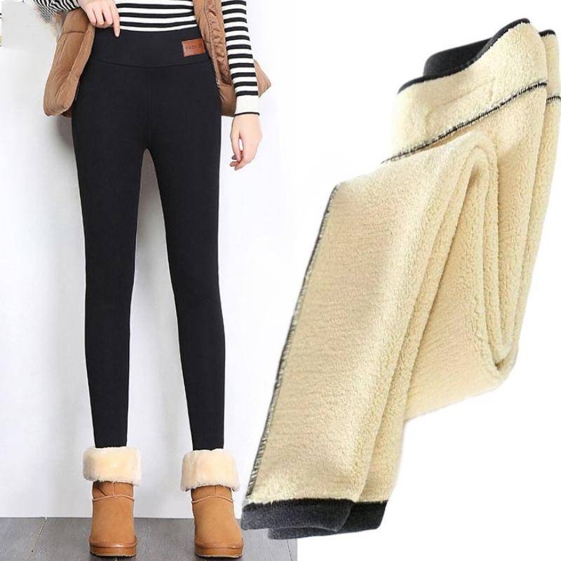 Thermo-Leggings für Damen in Übergröße, dick, warm, mit Fleece gefüttert, dehnbar, für den Winter, Bleistift-Leggings, Fleece-Strumpfhose 3XL schwarz von Joom DACH