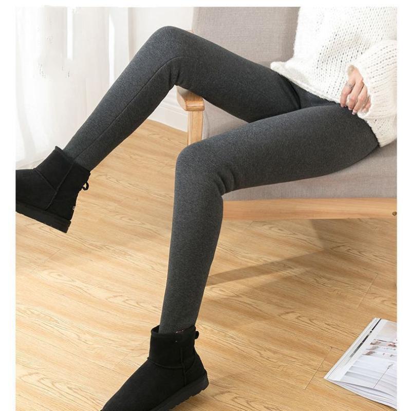 Thermo-Leggings für Damen in Übergröße, dick, warm, mit Fleece gefüttert, dehnbar, für den Winter, Bleistift-Leggings, Fleece-Strumpfhose 3XL grau von Joom DACH