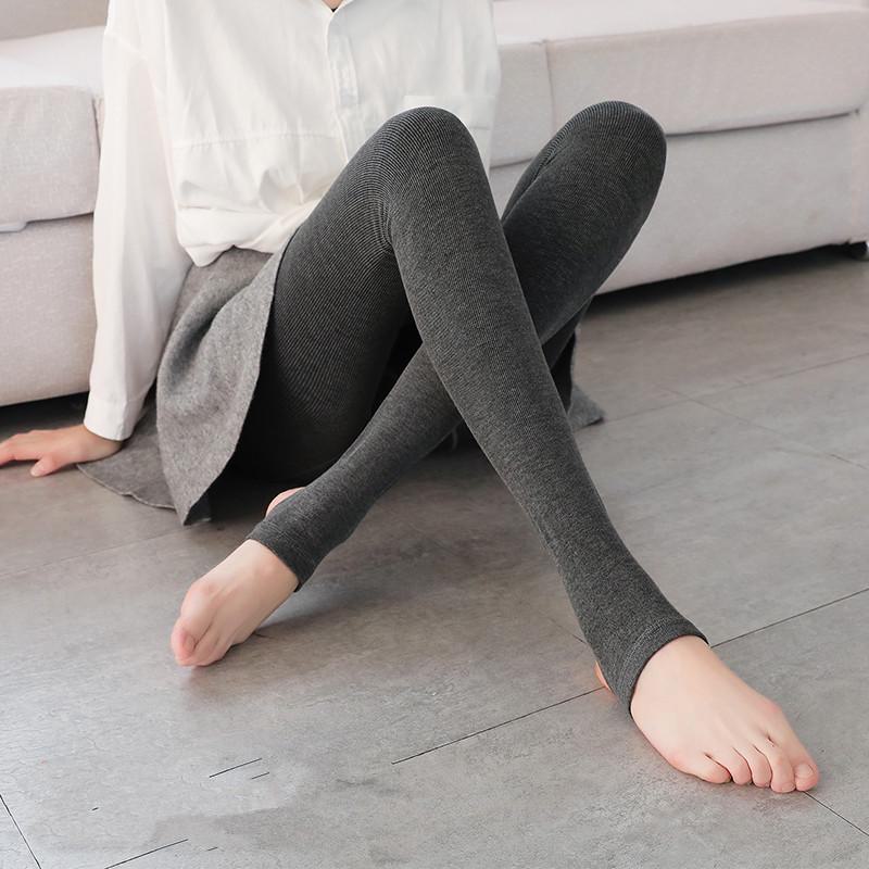 Thermo-Leggings für Damen mit vertikalen Streifen – Plus-Samt, verdickt, Herbst-/Winter-Stil, einteiliges Step-On-Design 150g (Non-Fleece) von Joom DACH