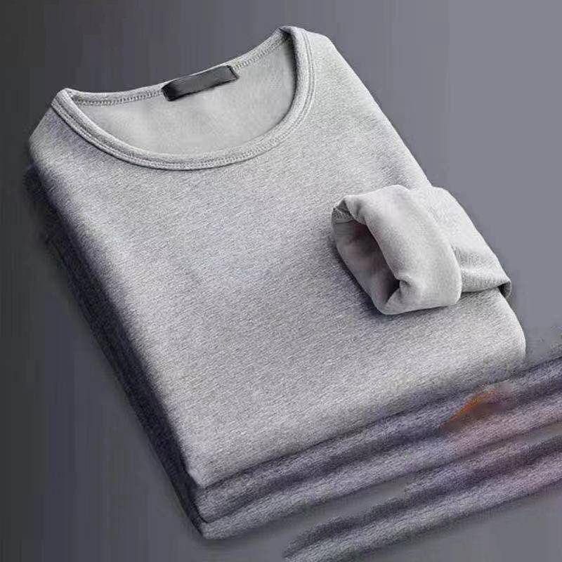 Thermo-Unterwäsche-Oberteil für Herren, dickes Thermo-Shirt, langärmeliges Unterhemd, solider Pullover aus weichem Plüsch, warmes Unterhemd L von Joom DACH