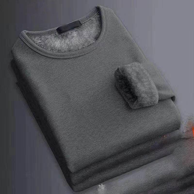 Thermo-Unterwäsche-Oberteil für Herren, dickes Thermo-Shirt, langärmeliges Unterhemd, solider Pullover aus weichem Plüsch, warmes Unterhemd XL von Joom DACH