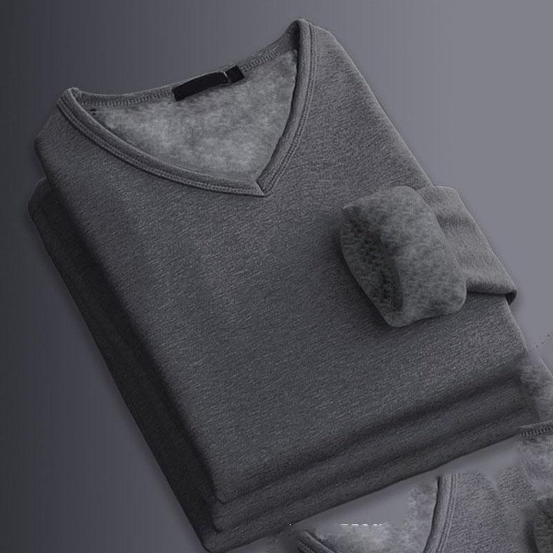 Thermo-Unterwäsche-Oberteil für Herren, dickes Thermo-Shirt, langärmeliges Unterhemd, solider Pullover aus weichem Plüsch, warmes Unterhemd XXXXL von Joom DACH
