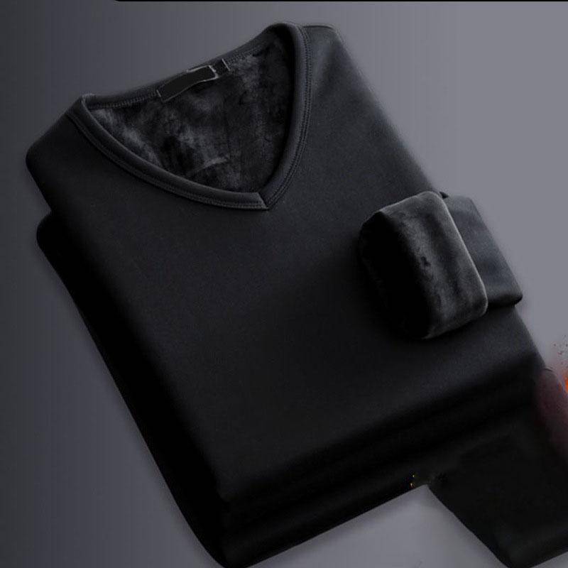 Thermo-Unterwäsche-Oberteil für Herren, dickes Thermo-Shirt, langärmeliges Unterhemd, solider Pullover aus weichem Plüsch, warmes Unterhemd XXXXL von Joom DACH