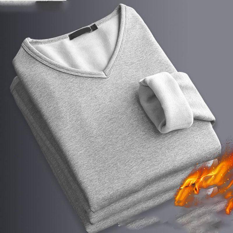 Thermo-Unterwäsche-Oberteil für Herren, dickes Thermo-Shirt, langärmeliges Unterhemd, solider Pullover aus weichem Plüsch, warmes Unterhemd XXXXXL von Joom DACH