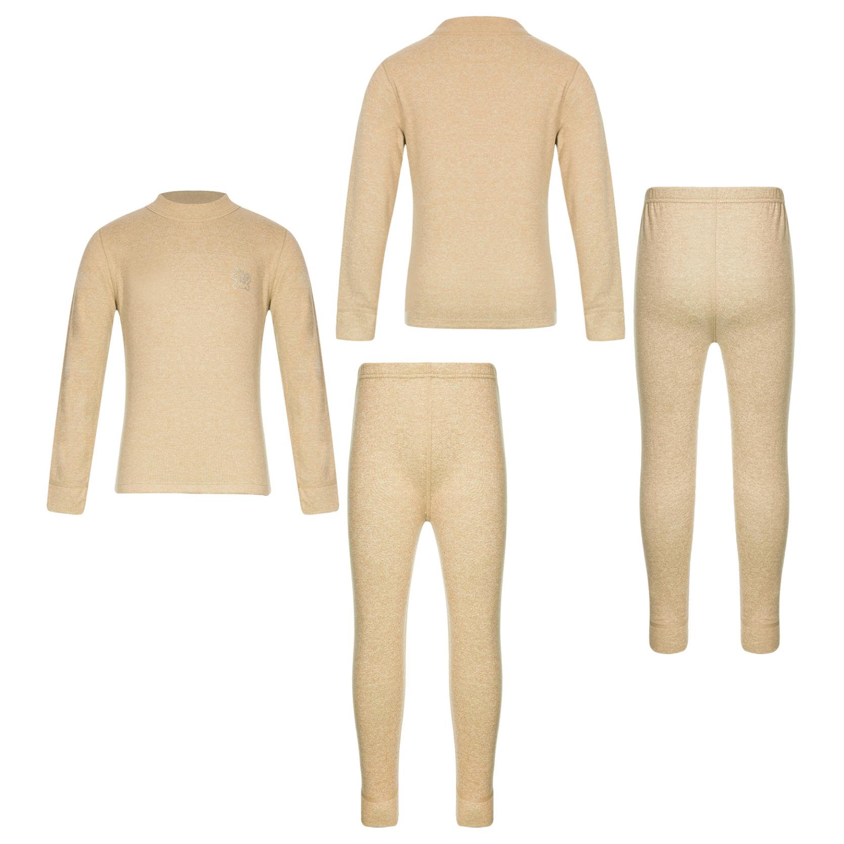 Thermo-Unterwäsche-Set für Kinder, Mädchen und Jungen, warmer Baselayer-Anzug, Stehkragen, Langarm-T-Shirt mit Hose 7-8 Years gelb von Joom DACH