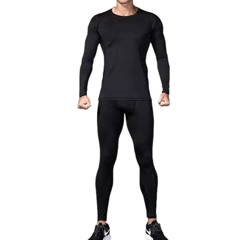 Thermo-Unterwäsche-Sets für den Winter für Herren, Basisschicht, dicke lange Unterhosen, T-Shirts, mit Fleece gefüttert, warme Basisschicht, Oberteil und Unterteil, Unterwäsche-Set 2XL schwarz von Joom DACH