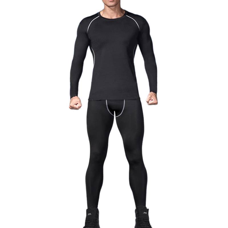 Thermo-Unterwäsche-Sets für den Winter für Herren, Basisschicht, dicke lange Unterhosen, T-Shirts, mit Fleece gefüttert, warme Basisschicht, Oberteil und Unterteil, Unterwäsche-Set L schwarz grau von Joom DACH
