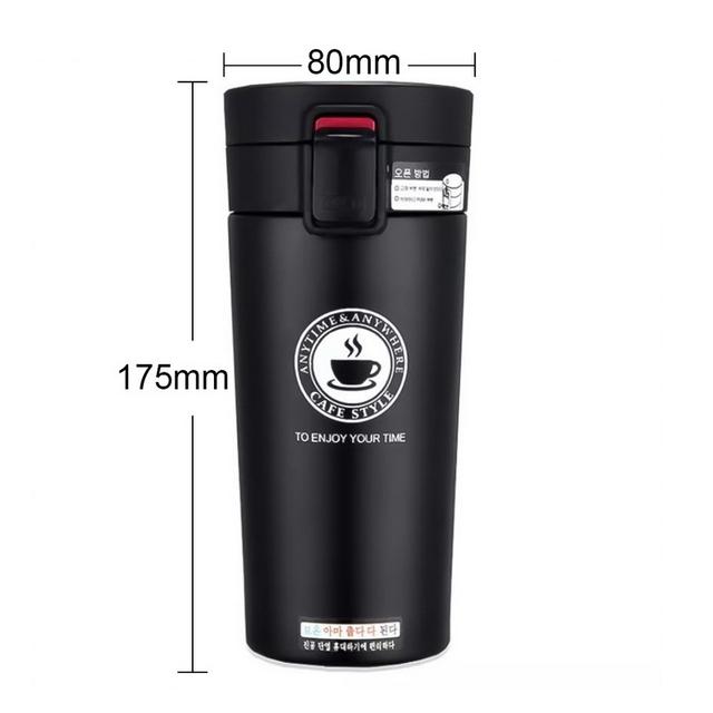 Thermos-Kaffeetasse, doppelwandig, Edelstahl-Trinkbecher, Isolierflasche, Thermo-Teebecher, Reise-Thermosbecher, Thermocup 380ml schwarz von Joom DACH