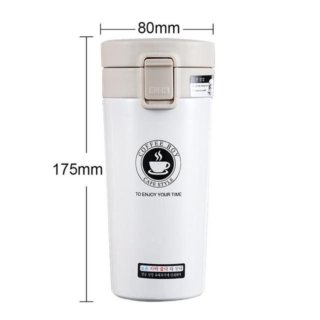 Thermos-Kaffeetasse, doppelwandig, Edelstahl-Trinkbecher, Isolierflasche, Thermo-Teebecher, Reise-Thermosbecher, Thermocup 380ml weiß von Joom DACH
