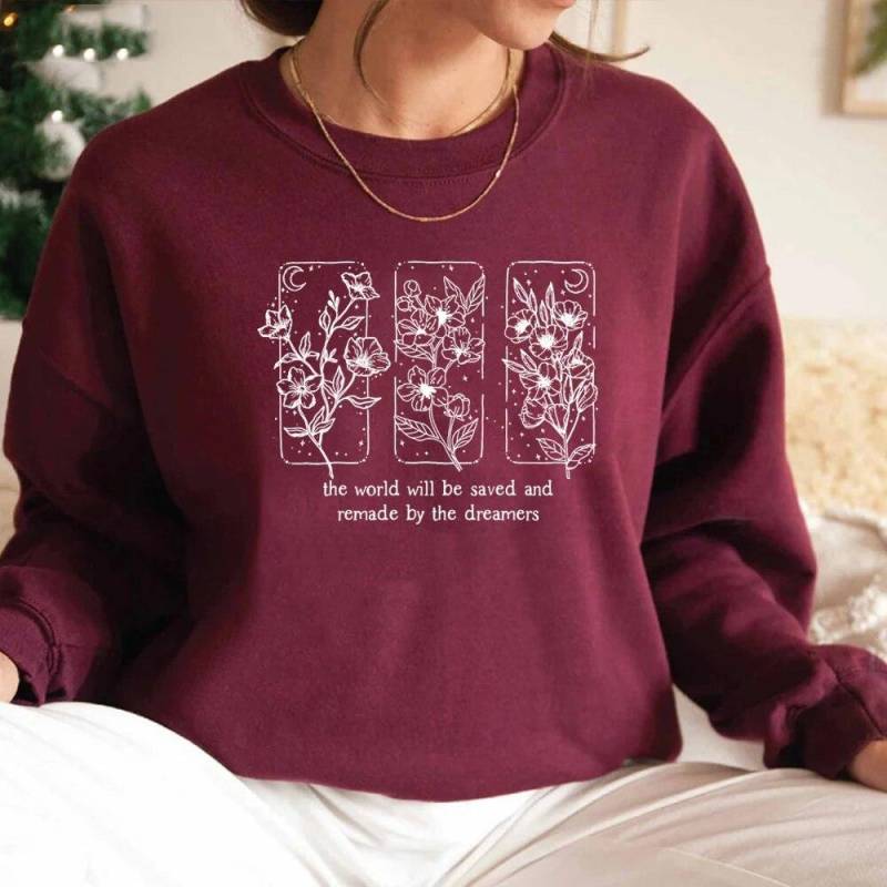 Throne of Glass Flower Aelin Zitat Sweatshirt Throne of Glass Hoodie The Thirteen Sweatshirt Damen Langarm Pullover SJM Buchgeschenk M bordeaux von Joom DACH