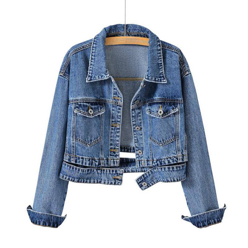 Tide Hong Kong Style Plus Size Jeansjacke Damen Frühling und Herbst Retro Chic Jeansjacke M blau von Joom DACH