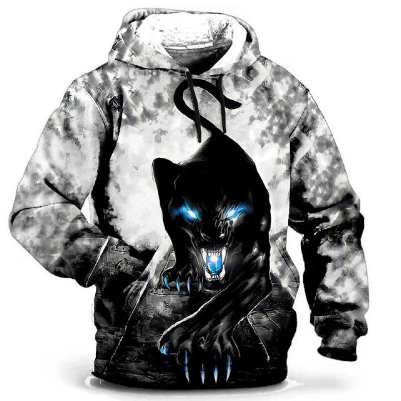 Tier Kapuzenpullover Herren Hoodie Wolf Grafik T-Shirt 3D-Druck Pullover Übergroße Herrenbekleidung Tops Männlich Herbst Streetwear 5XL von Joom DACH