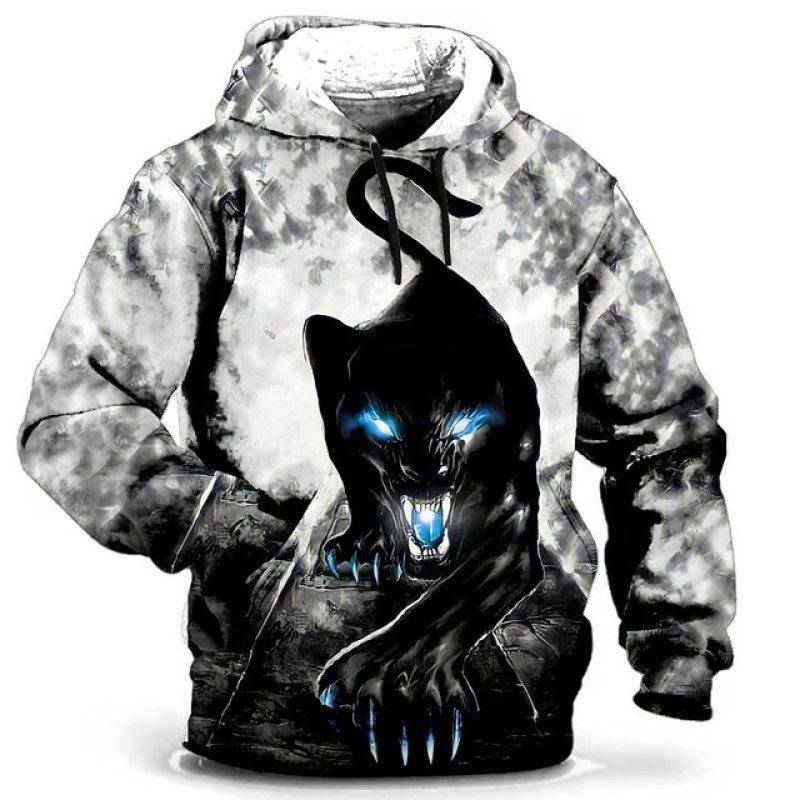 Tier Kapuzenpullover Herren Hoodie Wolf Grafik T-Shirt 3D-Druck Pullover Übergroße Herrenbekleidung Tops Männlich Herbst Streetwear 5XL von Joom DACH
