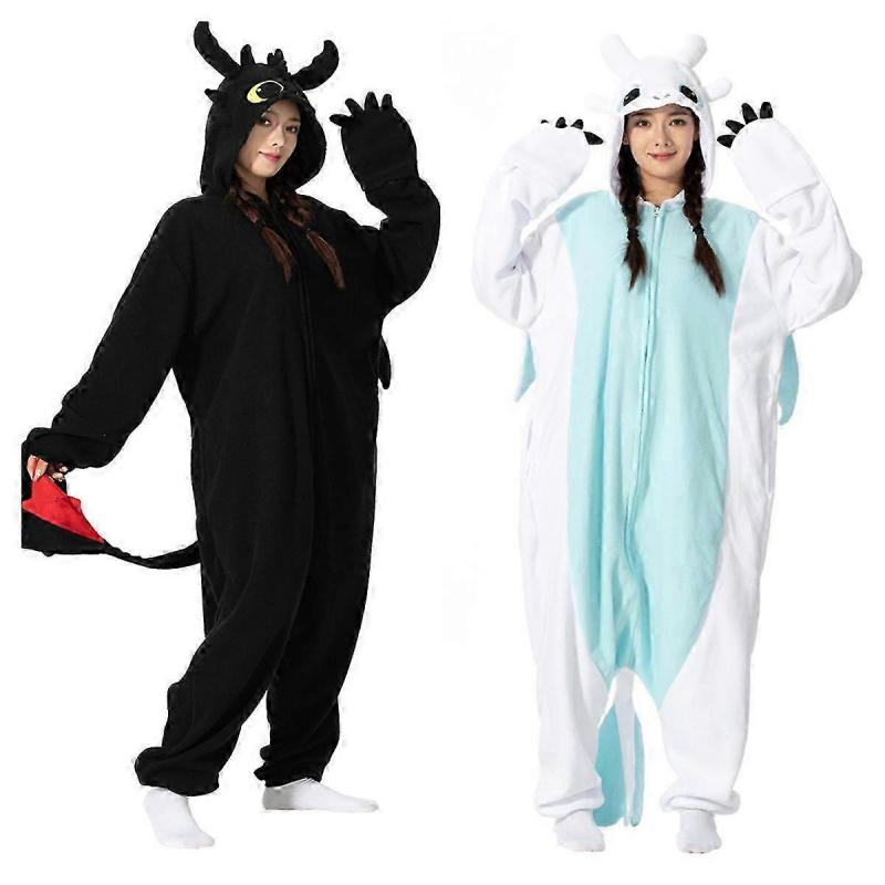 Tier Kigurumi Pyjama Halloween Onesie Erwachsene Cartoon Ohnezahn Pyjama Cosplay Party Damen Homewear 100 schwarz von Joom DACH