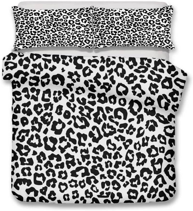 Tier Leopard Muster Design Bettbezug Set, 3-teilig Weicher Steppdeckenbezug mit Reißverschluss für Jugendliche Kinder Jungen, Mädchen Erwachsene Frauen 135*200cm von Joom DACH