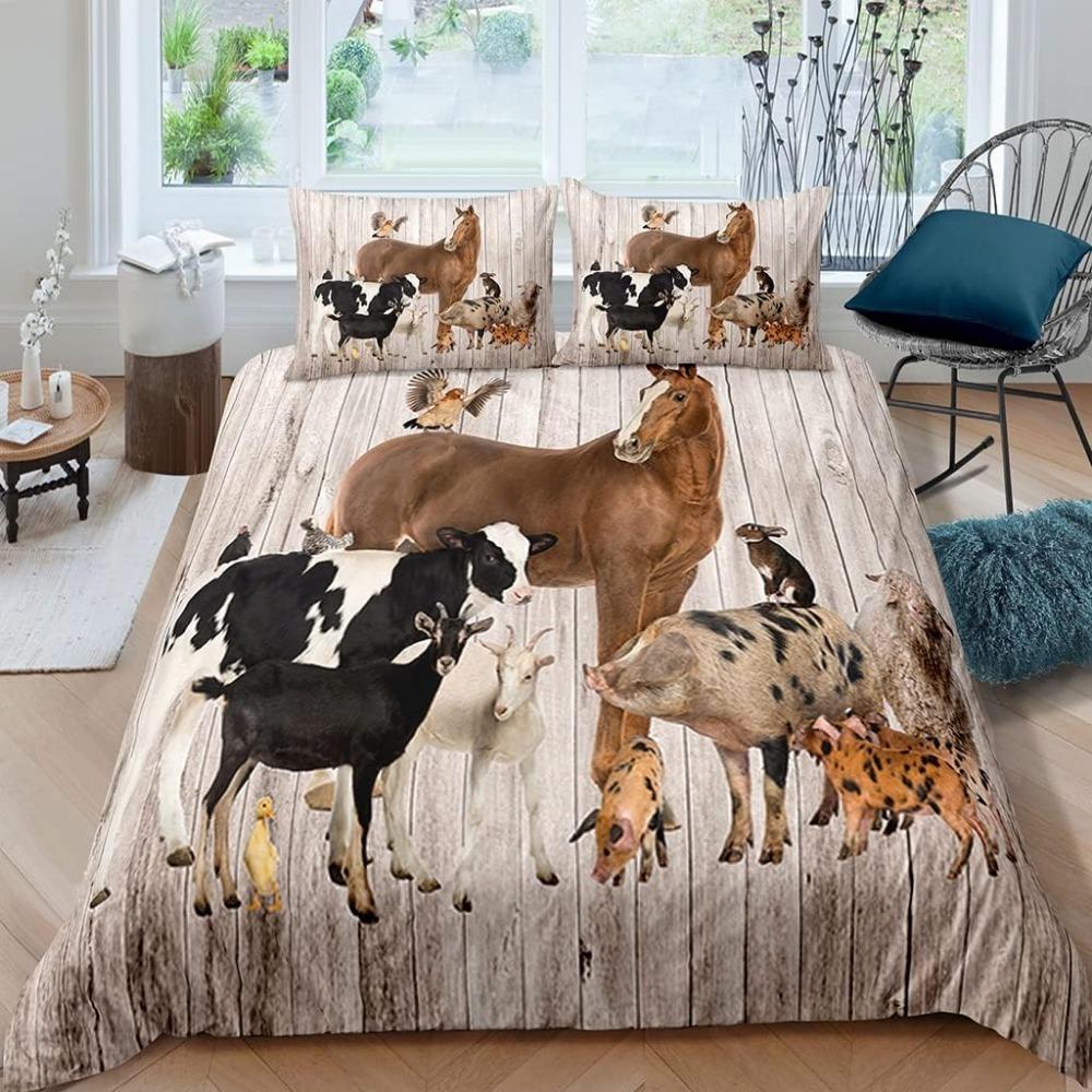 Tier MusterEnte Niedlich Bettbezug Bettwäsche Set 3-teilig Teenager Jungen Mädchen Mikrofaser Set Zimmerdekoration ErwachsenerBettbezug 90x200cm von Joom DACH