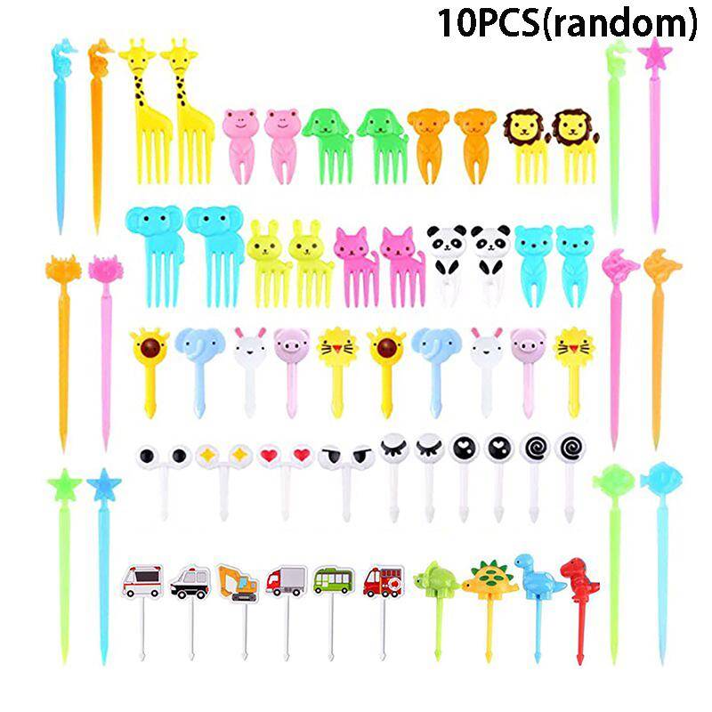 Tier Obst Gabel Food Grade Kunststoff Mini Cartoon Kinder Kuchen Obst Zahnstocher Bento Mittagessen Bento Zubehör Party Dekoration Geschenk 10PCS von Joom DACH
