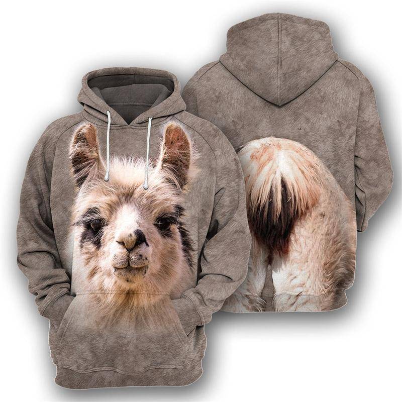 Tier Schaf Alpaka Pferd 3D-Druck Hoodies Herren Damen Oversized Hoodie Pullover Kapuzen-Sweatshirts Trainingsanzug Mäntel Kinderbekleidung L von Joom DACH