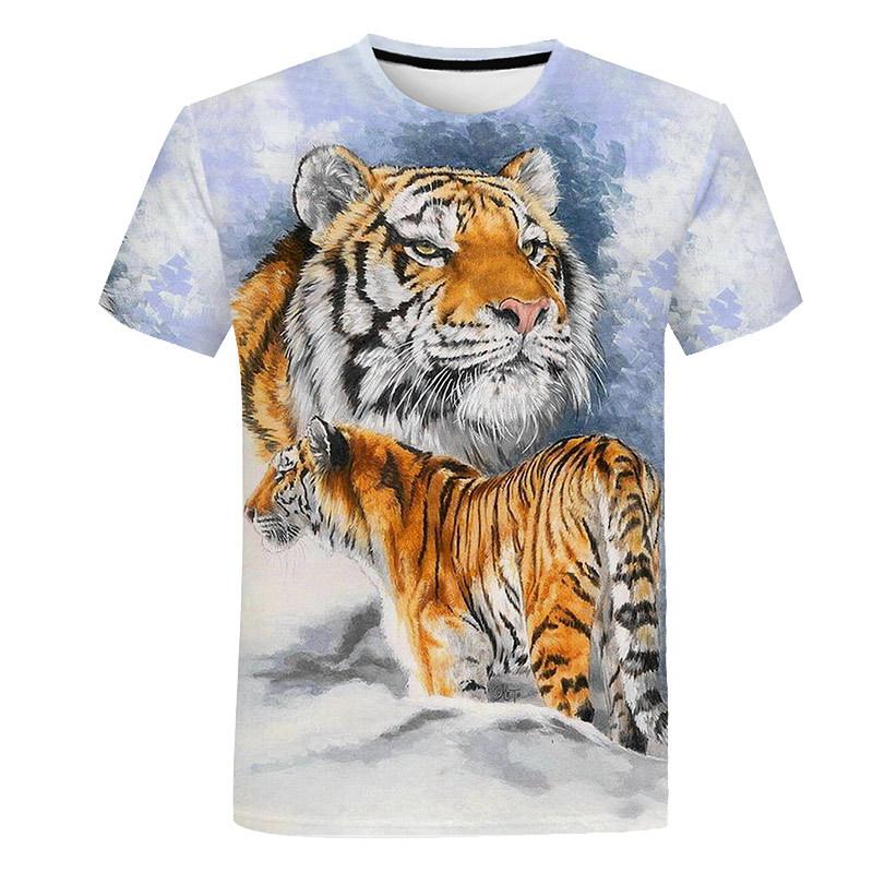 Tier-T-Shirt, übergroß, für Kinder, kurzärmelig, Tiger-3D-Druck, T-Shirts für Jungen, Kinder, Jungen und Mädchen, Tops, T-Shirt, Sommerkleidung 110 von Joom DACH