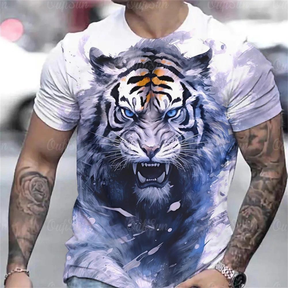 Tier T-Shirt Für Männer 3d Tiger Gedruckt Mode Männer Straße Designer Kurzarm Harajuku Sweatshirt Lose Übergroßen T Shirts 4XL von Joom DACH