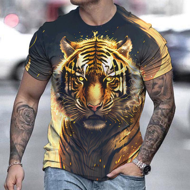 Tier T-Shirt Für Männer 3d Tiger Gedruckt Mode Männer Straße Designer Kurzarm Harajuku Sweatshirt Lose Übergroßen T Shirts XL von Joom DACH