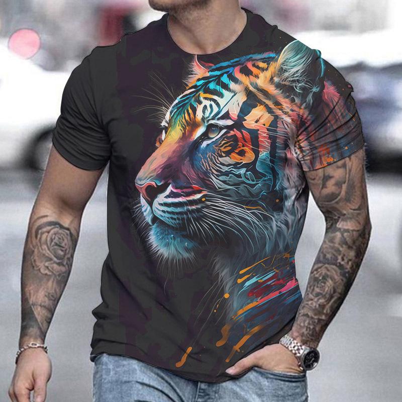 Tier T-Shirt Für Männer 3d Tiger Gedruckt Mode Männer Straße Designer Kurzarm Harajuku Sweatshirt Lose Übergroßen T Shirts XL von Joom DACH