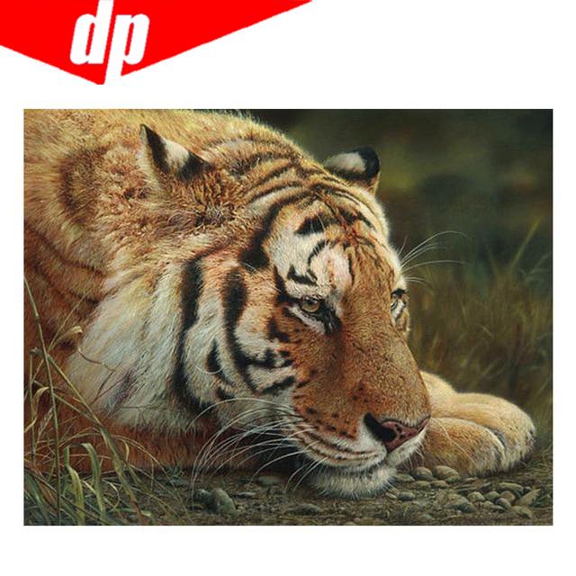 Tier Tiger Diamant Stickerei 5D DIY Diamant Malerei Kreuz Stich Bild Volle Runde Diamant 20X30 von Joom DACH