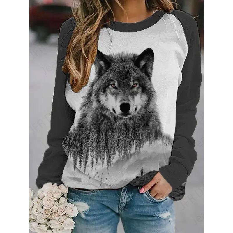 Tier Wolf 3d Druck Hoodies Frauen Mode Hoodie Crewneck Casual Wolf Sweatshirt Mädchen Mantel Frauen Sweats Mädchen Kleidung Harajuku xs von Joom DACH