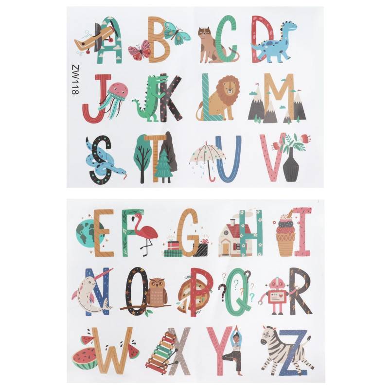Tiere Pflanzen Englische Buchstaben Muster Wandaufkleber Wandtattoos für Kinderzimmer Dekoration von Joom DACH