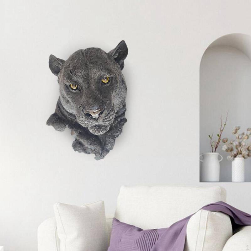 Tierkopf-Statue, Wandhalterung, Skulptur, Kunsthandwerk für Zuhause, schwarzer Panther von Joom DACH