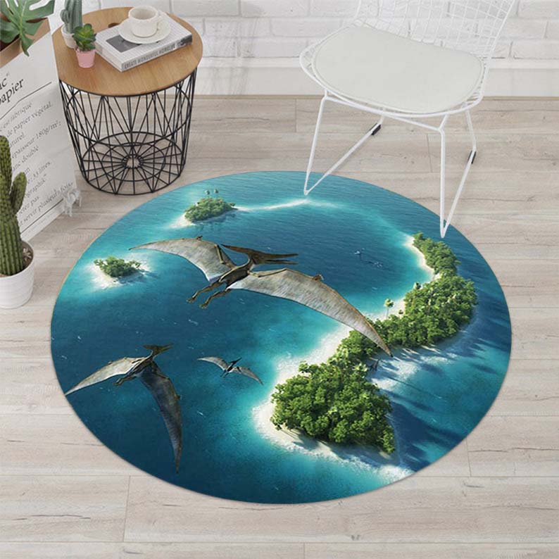 Tierwelt Dinosaurier Runde Teppiche 3D Power Dinosaurier Boden Rutschfester Teppich Teppich Raum Runde Matte Qualität Küchenmatte Druck Kinder Spielmatte Diameter 150cm von Joom DACH