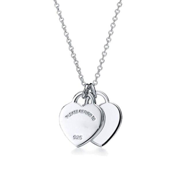 Tiff 925 Sterling Silber Damen Halskette Double Love Anhänger Original Design mit offiziellem Logo Weihnachtsgeschenk 45cm weiß von Joom DACH