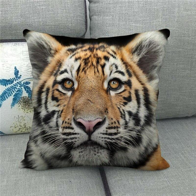 Tiger Kopf Druck Kissenbezug Kissen Dekoration Tropische Tier Tiger Kissenbezug Home Decor Sofa Kissenbezug 60x60cm von Joom DACH