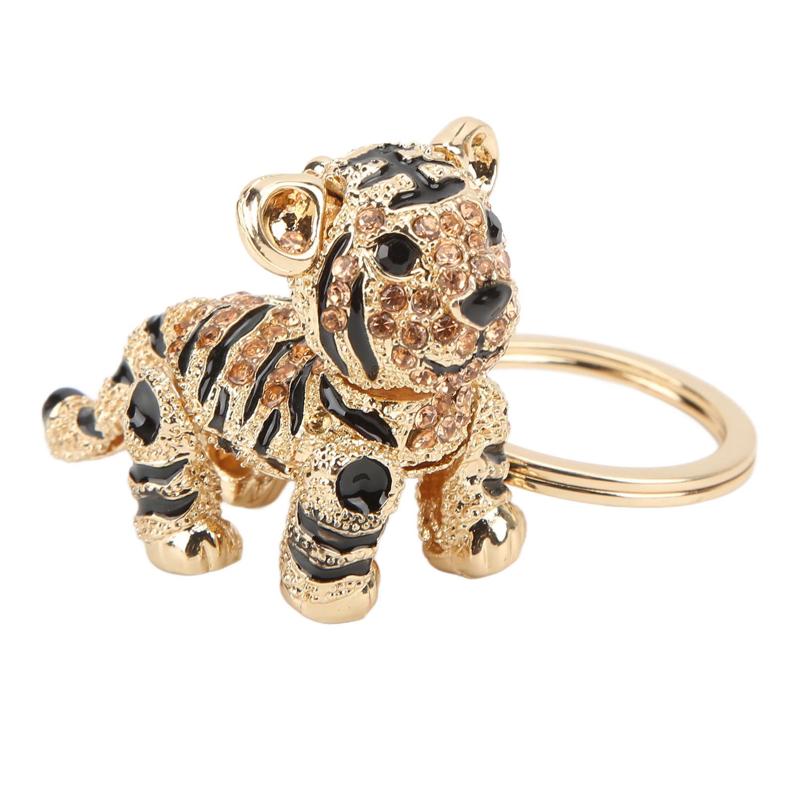 Tiger Schlüsselanhänger Dreidimensional Kleiner Tiger Strass Auto Schlüsselanhänger Damen Taschenanhänger champagner von Joom DACH