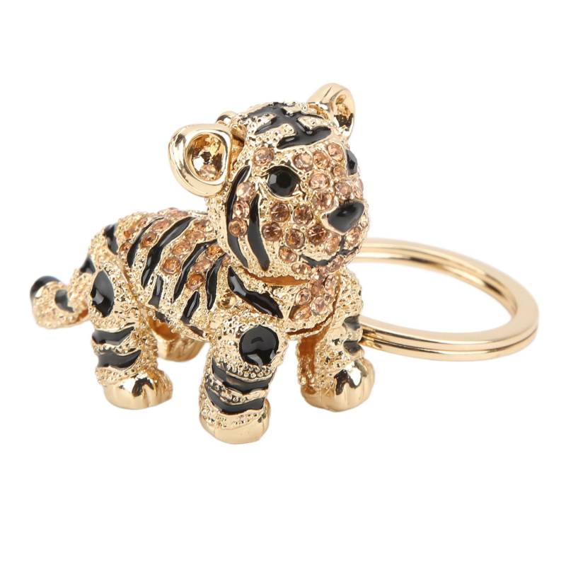 Tiger Schlüsselanhänger Dreidimensional Kleiner Tiger Strass Auto Schlüsselanhänger Damen Taschenanhänger champagner von Joom DACH