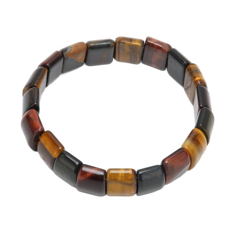 Tigerauge Armband Mischfarben Quadratische Perlen Unisex Naturstein Armband für Männer Frauen von Joom DACH