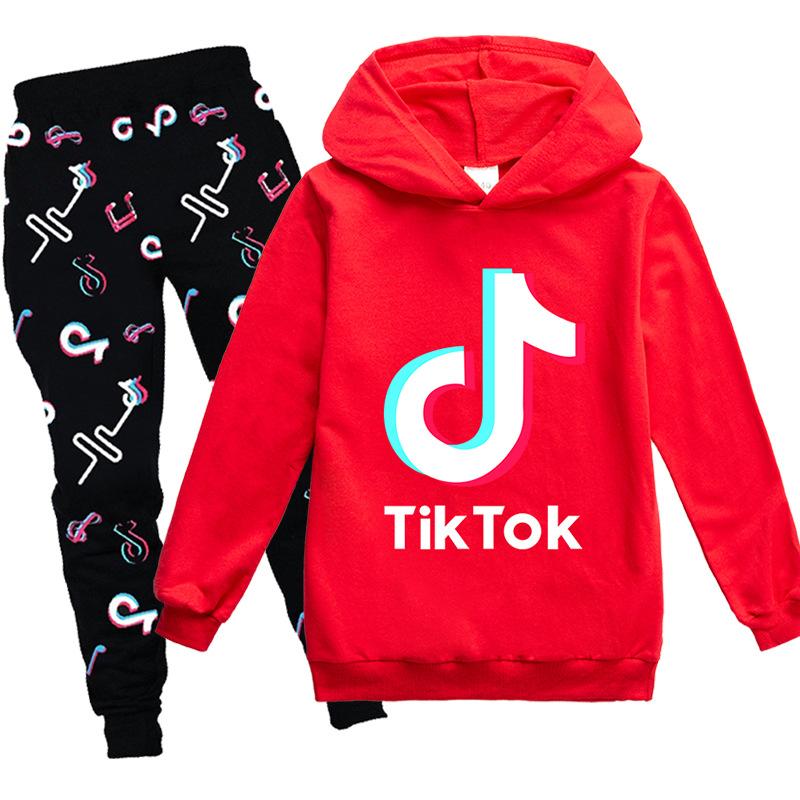 Tik Tok Trainingsanzug Kinder Tiktok Logo gedruckt Hoodie Hosen 2-teilige Sets Baby Jungen Kleidung Sets Kleinkind Mädchen Outfits 110 rot von Joom DACH