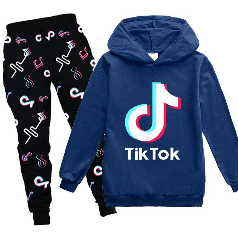 Tik Tok Trainingsanzug Kinder Tiktok Logo gedruckt Hoodie Hosen 2-teilige Sets Baby Jungen Kleidung Sets Kleinkind Mädchen Outfits 120 navy blau von Joom DACH