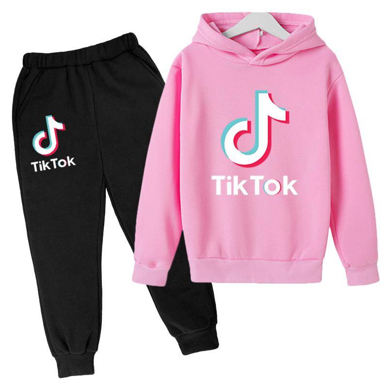 Tiktok Jungen und Mädchen Hoodie + Leggings Pullover Anzug 100CM rosa von Joom DACH