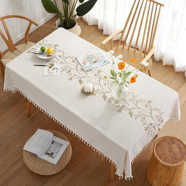 Tischdecke, Tischdecke, Esstisch, Stickerei, nordisch, wasserdicht, fleckenabweisend, Dekoration, rechteckig, rund, Hochzeit, Geburtstag 140 x 260cm von Joom DACH