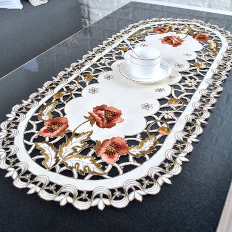 Tischdecke Party Ornament 40*85cm Oval Gesticktes Blumen Nützlich von Joom DACH