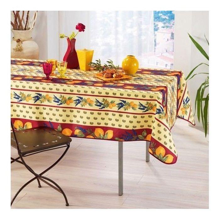 Tischdecke - Zitrone - Rot - 150x300cm - Polyester - Schmutzabweisend von Joom DACH