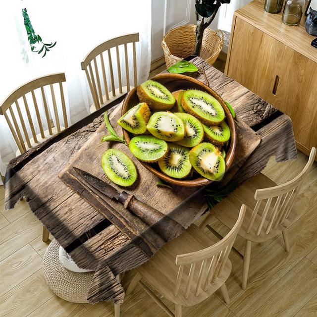 Tischdecke mit Obst- und Kirschmuster, grünes Gemüse, staubdicht, waschbar, verdickte Baumwolle, rechteckige und runde Tischdecke 90 X 150CM von Joom DACH