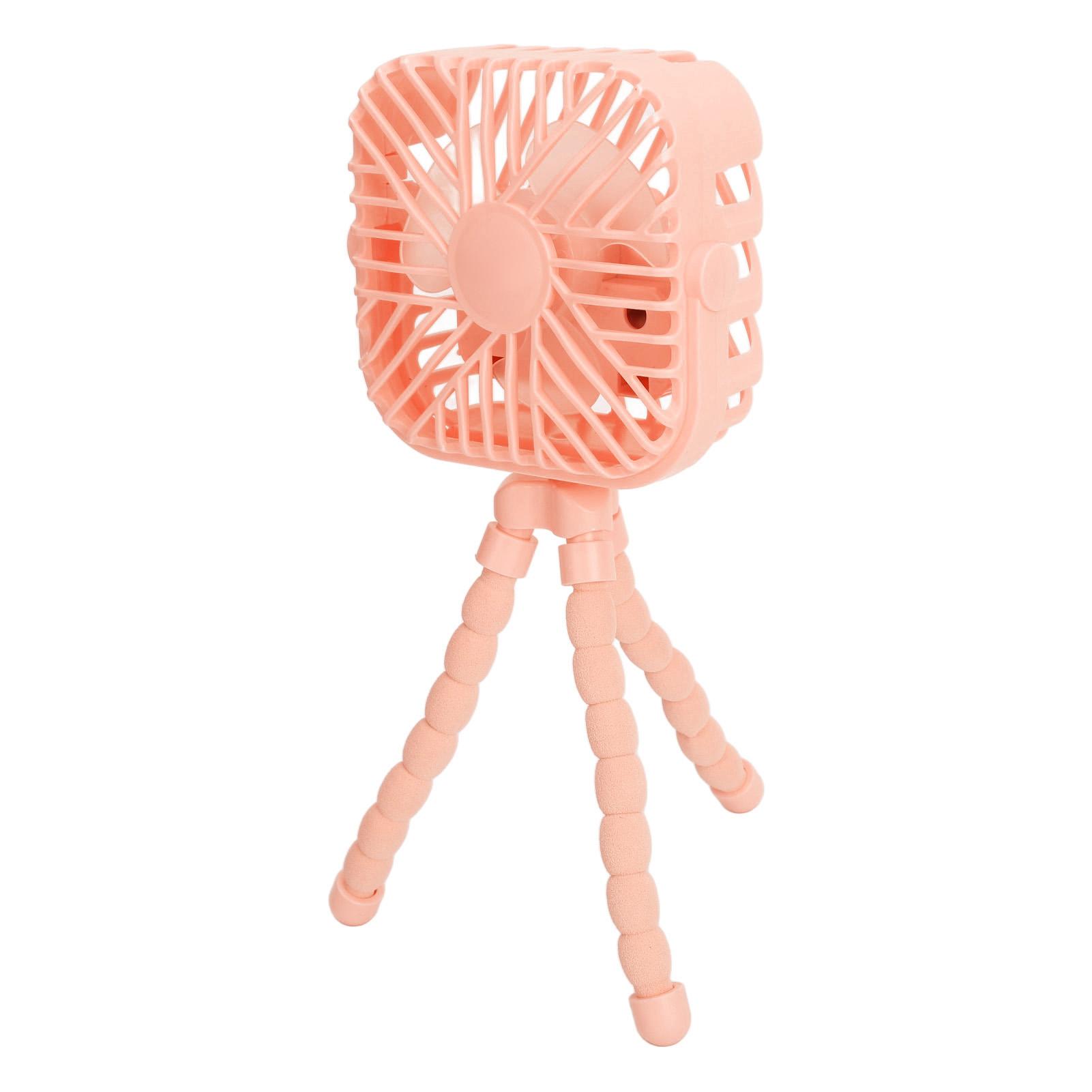 Tischventilator 3 Windstufen LED-Licht Flexibles Stativ Tragbarer Ventilator für Kinderwagen Quadratisch Rosa rosa von Joom DACH