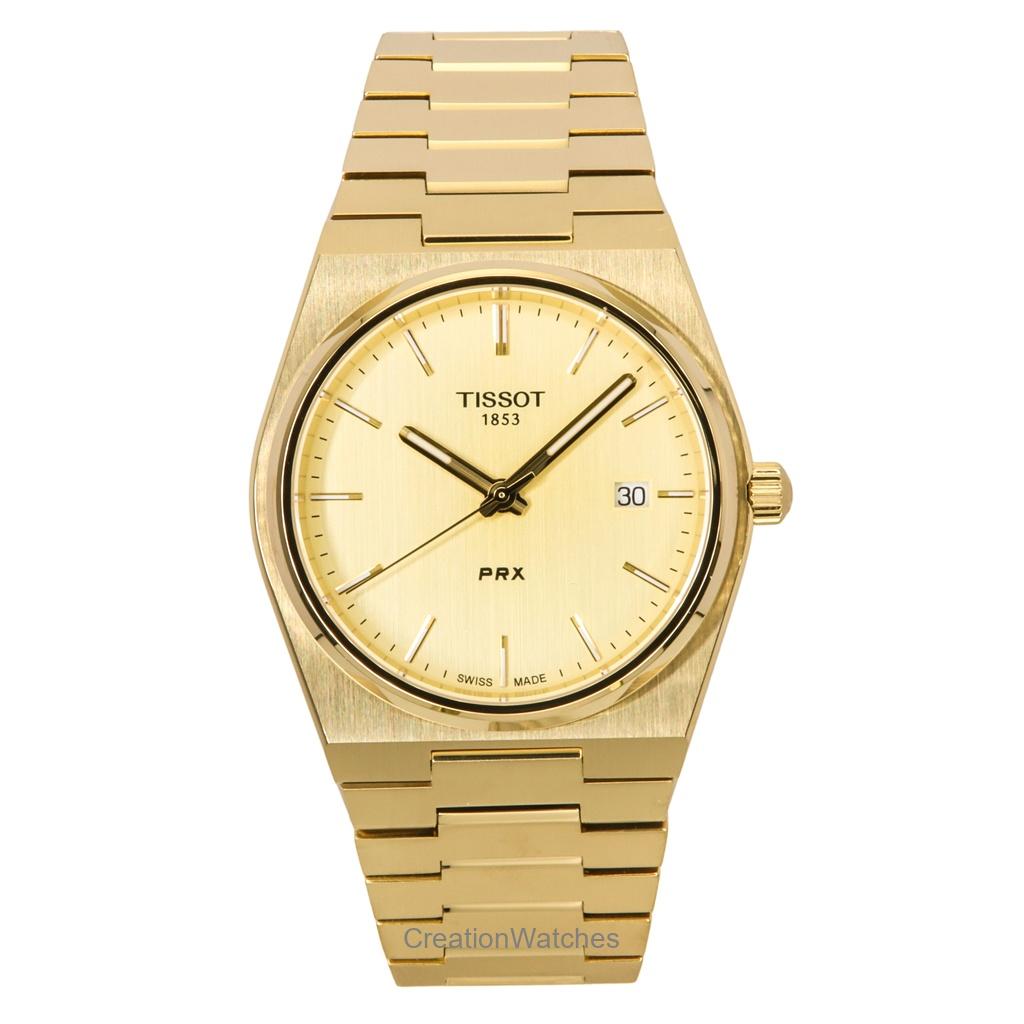 Tissot PRX Goldfarbener Edelstahl Champagnerfarbenes Zifferblatt Quarz T137.410.33.021.00 100M Herrenuhr champagner von Joom DACH