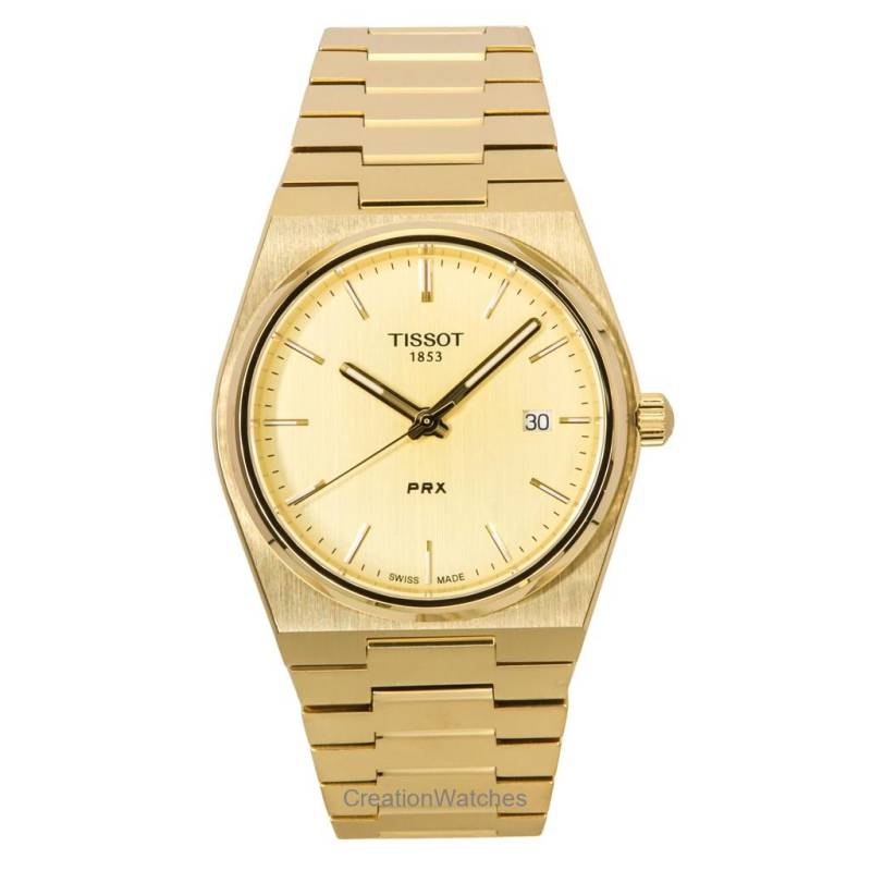 Tissot PRX Goldfarbener Edelstahl Champagnerfarbenes Zifferblatt Quarz T137.410.33.021.00 100M Herrenuhr champagner von Joom DACH