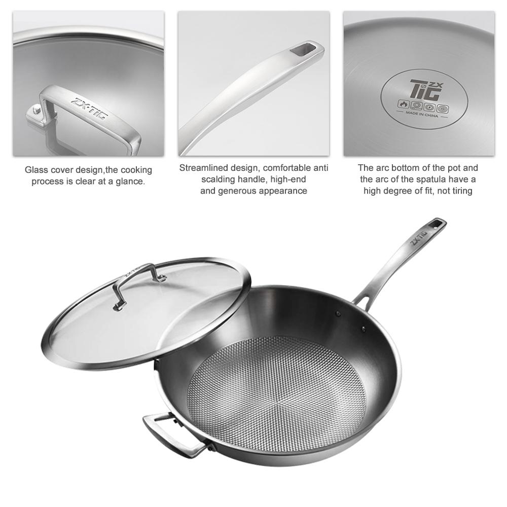 Titan Pfanne Antihaft-Bratpfanne Sichere Kochpfanne mit Glasdeckel 12 Zoll Küchenkochgeschirr silber von Joom DACH